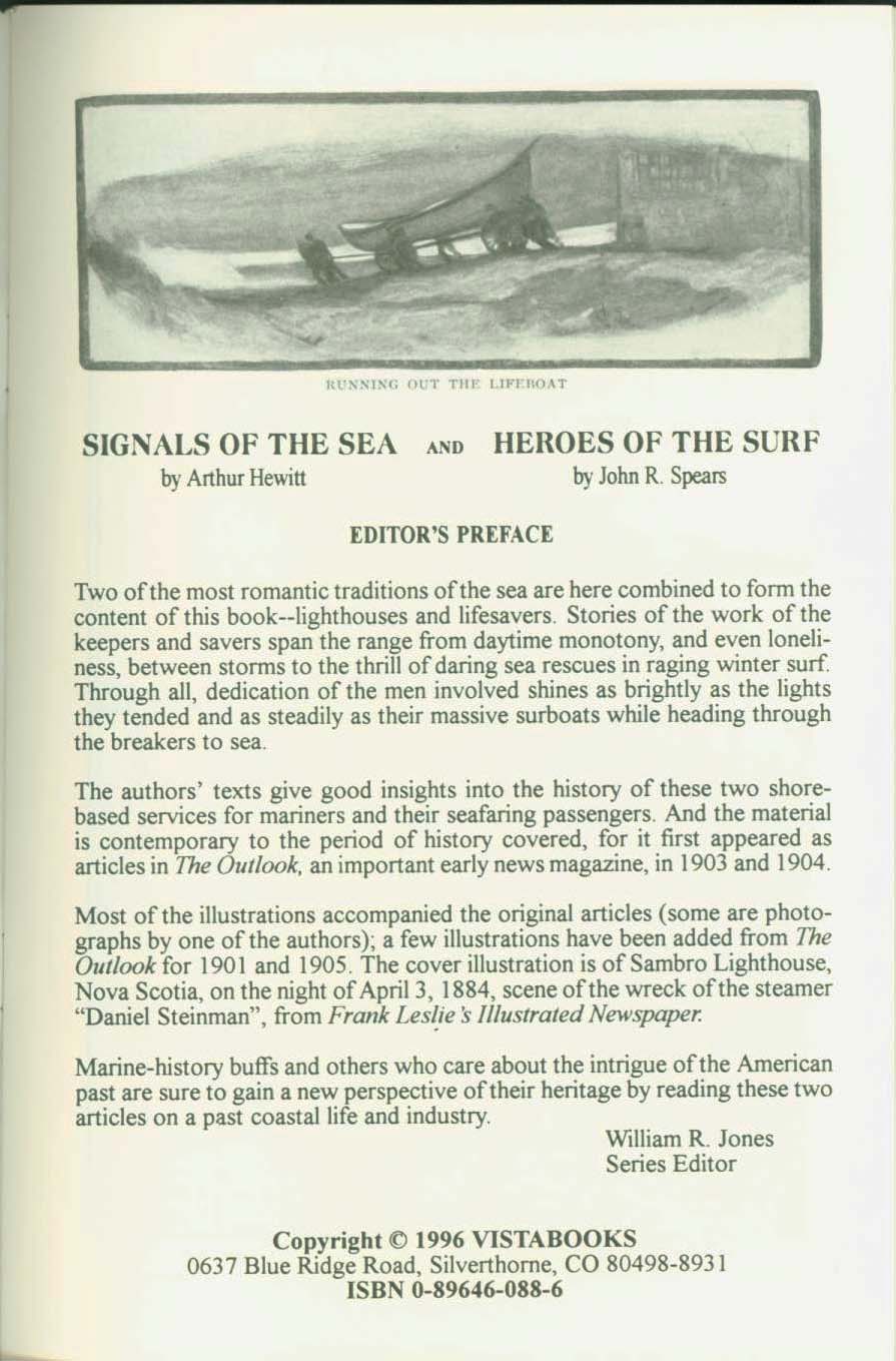 Preface page "Signals of the Sea and Heroes of the Surf"